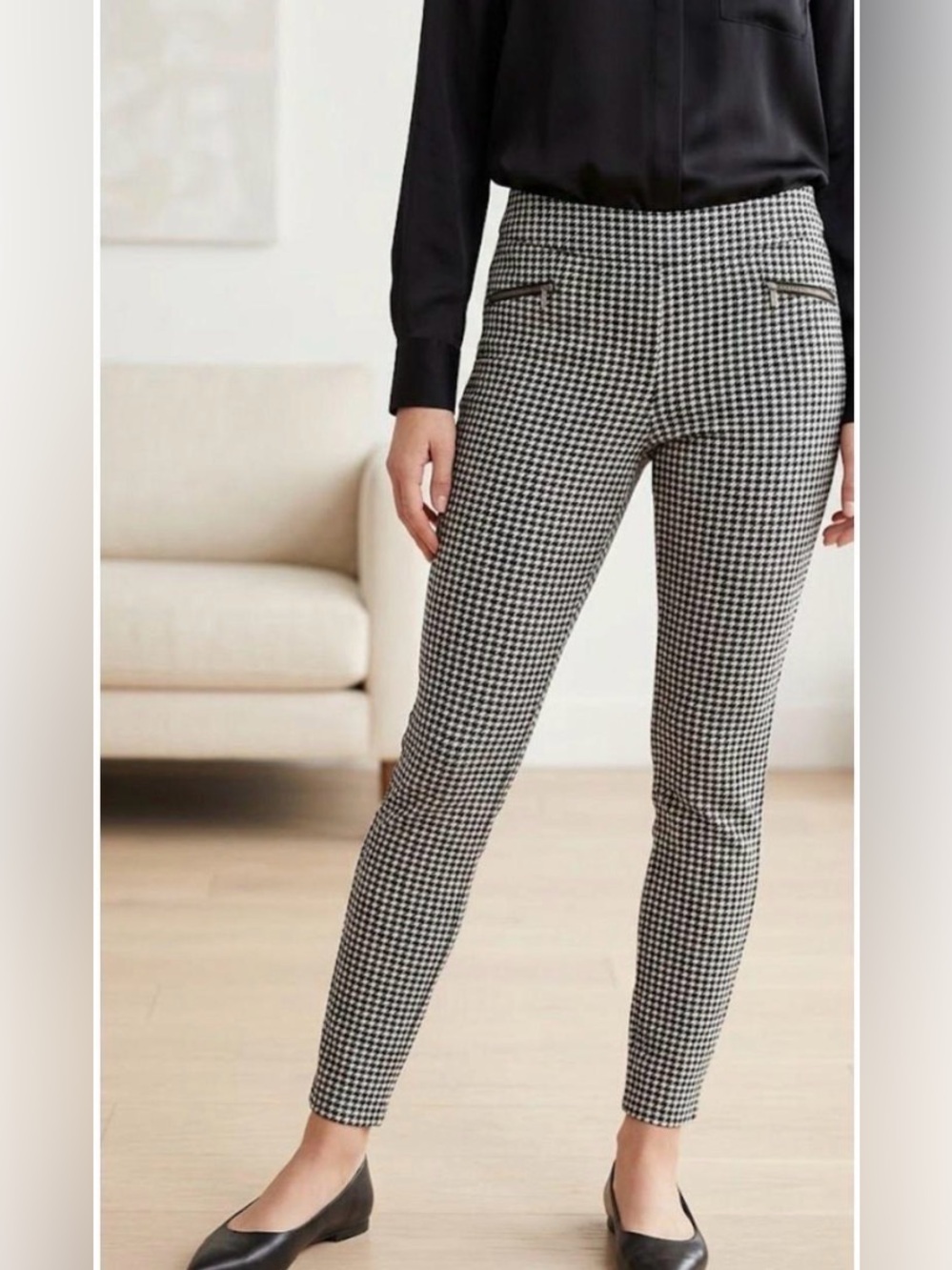 NEW Old Navy STEVIE skinny silhouette stretch knit Black & White Houndstooth MED